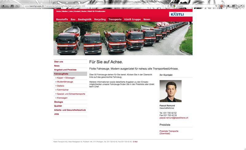 Website Kästli Gruppe