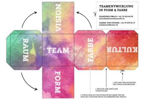 Flyer / Faltwürfel – Teamentwicklung in Form & Farbe